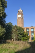 Clock tower of Northcote House, Streatham Campus, University of Exeter, Exeter, Devon, England, UK