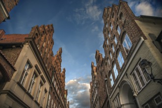 Late medieval residential and trading houses with staircases, 15th century, Lübeck, Hanseatic City