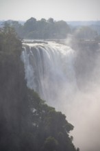 Water plunges into the depths, Victoria Falls with gorge, Zambezi, Zimbabwe