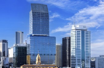 Scenic panoramic views of Auckland skyline and financial downtown city center