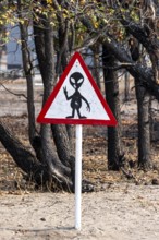 Street sign, attention alien, funny, Botswana