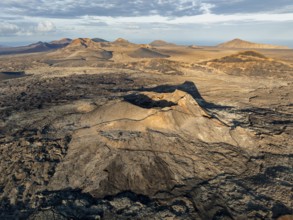 Volcán de Las Nueces volcano, picturesque volcanic landscape with volcanic craters and lava fields