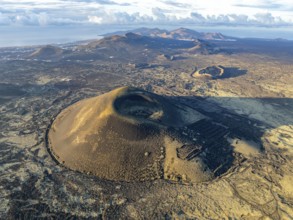 Montaña Negra volcano, picturesque volcanic landscape with volcanic craters and lava fields in