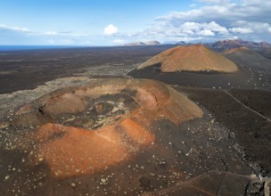 Montaña Quemada and Montaña Pedro Perico volcanoes, volcanic landscape with craters and lava