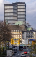 Downtown traffic in Essen, Bernestraße, Town Hall, North Rhine-Westphalia, Germany