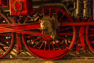 Wheelwork of the historic express locomotive 03 295, built in 1937, railway museum, Augsburg