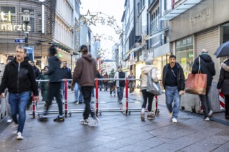 Pedestrian zone in Essen, secured by a mobile anti-terrorist lock, modular, movable barrier against