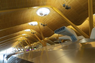 Modern architecture interior of terminal 4 building, Adolfo Suárez Madrid–Barajas airport, Madrid,