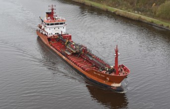 Tanker VARKAN EGE in the Kiel Canal, NOK, Kiel Canal, Kiel Canal, Schleswig-Holstein, Germany