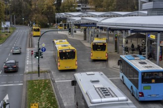 Public transport stop, bus station, local buses in Essen-Steele, bus and train hub, Essen, North
