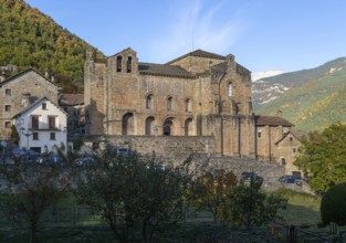 Abbey church building monastery San Pedro de Siresa, Valle de Hecho, Huesca province, Aragon, Spain