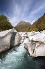 Verzasca mountain river, rock structures, Valle Verzasca, Tessin, Switzerland