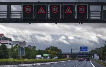 Electronic traffic control on the A9 motorway, Hof, Upper Franconia, Bavaria, Germany