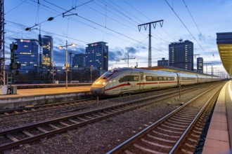 ICE trains, in Essen main station, on the platform, North Rhine-Westphalia, Germany