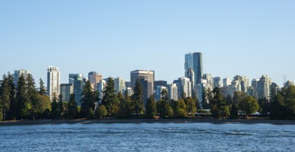 Skyline, city view with skyscrapers, Vancouver, British Columbia, Canada