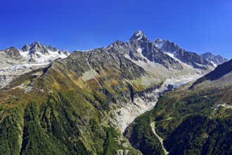 From left front Glacier du Tour back Aiguilles du Tour, right Aiguille du Chardonnet, in front