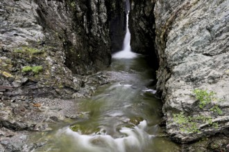 Small waterfall, Diosaz mountain river in the gorge, Gorges de la Diosaz, Les Houches,