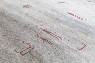 Historic rock carvings of Tanum, here at the Vitlycke site, figurative depiction from the Bronze