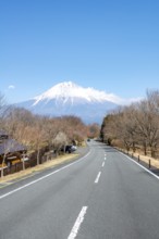 Road leads to Mount Fuji volcano, wanderlust, Yamanashi Prefecture, Japan