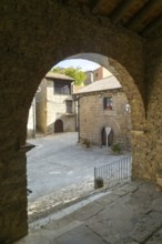 Buildings in the medieval village of Longás, Val d'Onsella, Zaragoza province, Aragon, Spain