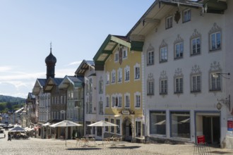 Altes Rathaus, gabelhäuser mit Lüftlmalerei, Marktstraße, pedestrian zone, Altstadt, Bad Tölz,