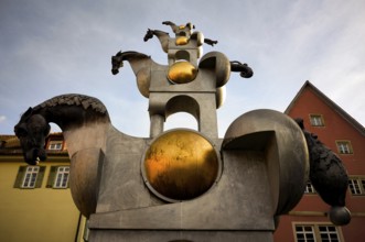 Grey Horse Tower sculpture by Jürgen Görtz, Bietigheim-Bissingen, Baden-Württemberg, Germany