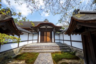Entrance, building in Ryoan-ji, Zen Buddhist temple complex, in spring, Kyoto, Japan