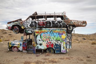 Goldfield, Nevada - The International Car Forest of the Last Church. Artist Mark Rippie has