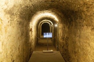 Tunnel inside Museo del Foro de Caesaraugusta, Roman forum museum, Zaragoza, Aragon, Spain