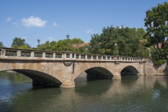 Maxbrücke over the Pegnitz River, Nuremberg, Middle Franconia, Franconia, Bavaria, Germany