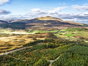 Snowdonia National Park over Road A470 from a drone, Crimea Pass, Blaenau Dolwyddelan, Wales,