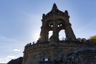 Kaiser Wilhelm Memorial, national monument with dome, landmark, sunny autumn weather, back light,