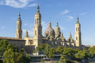 Basilica of Our Lady of the Pillar cathedral church, Zaragoza, Aragon, Spain, Europe view from