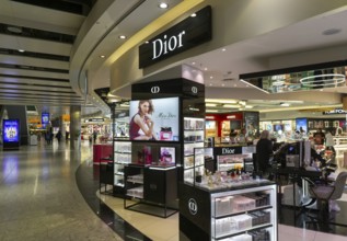 Dior brands on sale, Duty Free shopping area in departures lounge area, Terminal 5, London Heathrow