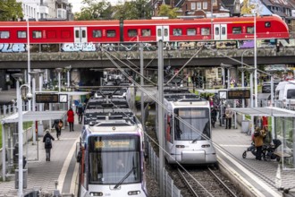 Tram station, at Düsseldorf-Bilk station, hub of S-Bahn, subway, tram, public bus, North