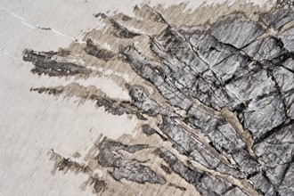 View from the Télécabine Panorama Railway of the glacial crevices of the Glacier du Géant,