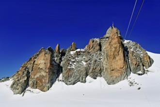 View from the Télécabine Panorama Railway to the Aiguille du Midi mountain station,