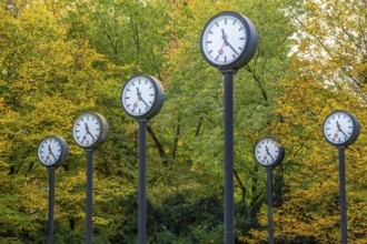 The art installation Zeitfeld in Volksgarten Park in Düsseldorf-Oberbilk, a total of 24 station