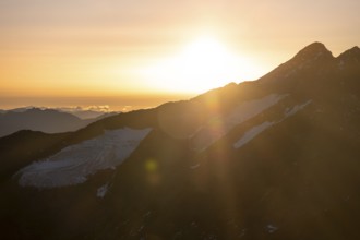 Mountain panorama at sunset, Stubai Alps, South Tyrol, Italy