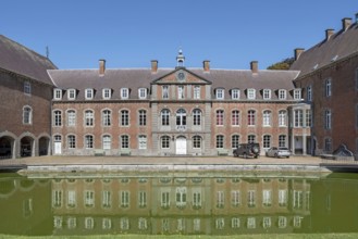 16th century Classicist Château de Franc-Waret in Louis XV style, moated castle in the village