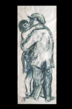 Original caricature, Berlin milieui from the 1940s, by artist Rudolf Führmann, 1909 to 1976,