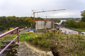 Four-lane new building of the town bypass in Wesel, B58n, here the bridge structure across the