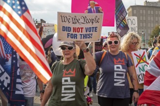 Detroit, Michigan USA - 18 October 2025 - A large crowd gathered for a 'No Kings' rally, protesting