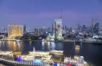 Panorama from IconSiam over Mae Chao Praya, Bangkok skyline, Thailand