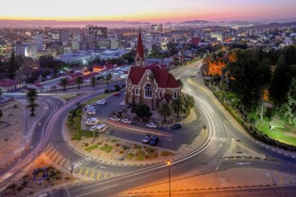 View of the Evangelical Lutheran Christ Church from 1910, blue hour, Windhoek, Khomas region,