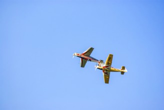 Moravan Zlin Z-526 aeroplane during an aerobatic display at the Rossfeld airfield in