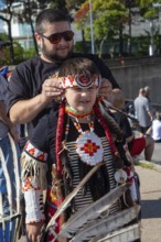 Detroit, Michigan USA - 13 October 2025 - On Indigenous People's Day, Native American tribes held a