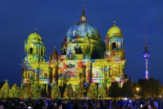 Berlin Cathedral, 21st BERLIN FESTIVAL OF LIGHTS, motto Let's Shine Together, light installations,