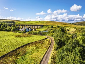 Shankend Viaduct from a drone, Hawick, Scottish Borders, Scotland, UK