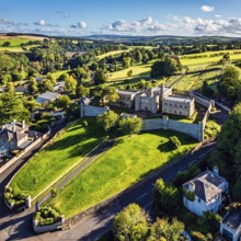 Jedburgh Castle from a drone, Jedburgh, Scottish Borders, Scotland, UK